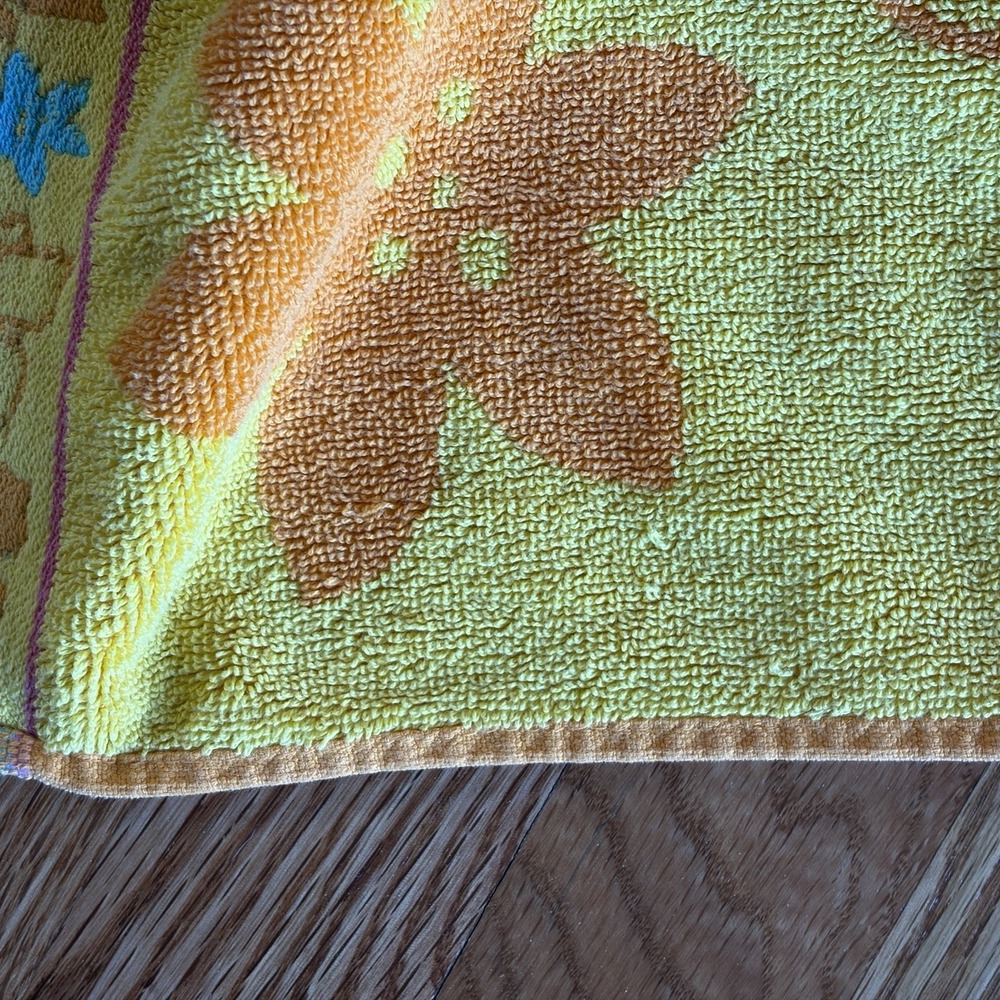 2 Vintage 90s Hibiscus Beach Towels Multicolor Embroider Appliqué Tropical‎ Boho - Picture 11 of 16